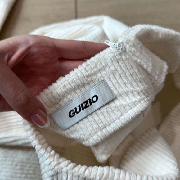 Danielle Guizio GUIZIO Off-White Corduroy Ruched Leggings - Picture 4 of 5